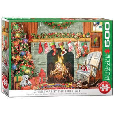 Puzzle - Weihnachten beim offenen Kamin - 500 Teile