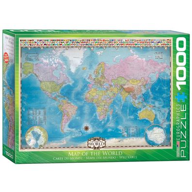 Puzzle - Weltkarte mit Flaggen - 1000 Teile