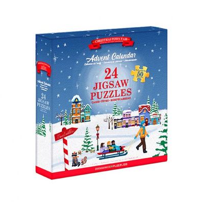 Puzzle Adventskalender - Christmas Town Fair - 24 Puzzle je 50 Teile