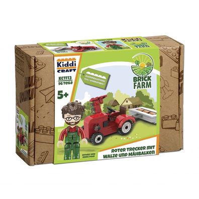 Brickfarm - Roter Trecker mit Walze und Mähbalken - deutsch
