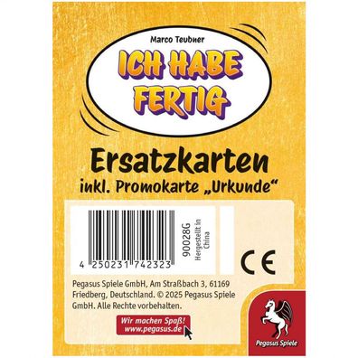 Ich habe fertig! - Ersatzkarten und Urkunde - deutsch