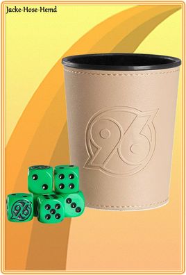 Hannover 96 Würfelbecher 6 Würfel Lederbecher Knobelbecher Kniffelbecher H96 NEU