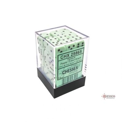 Würfel - 12mm - Opaque Pastel Green/black (Würfelset 36 x W6)