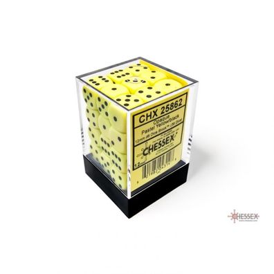 Würfel - 12mm - Opaque Pastel Yellow/black (Würfelset 36 x W6)