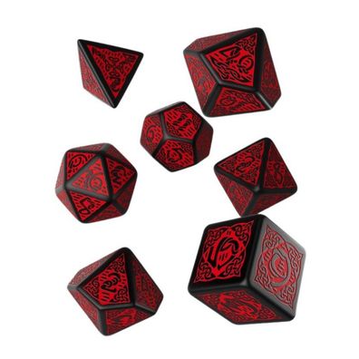 Würfel - Celtic 3D Revised Black-red Dice Set - 7 Stück