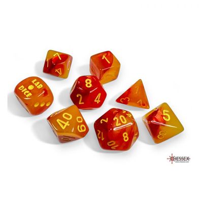 Würfel - Lab Dice - Gemini Gellow-Red/yellow Luminary™ (7 + 1 Würfelset-Tube)