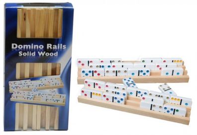 Domino-Ablagen aus Holz - 4er-Set - Halter - Dominobank