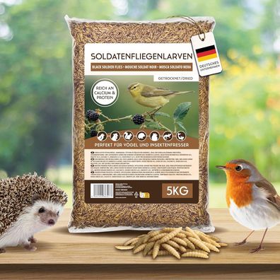 5 kg Soldatenfliegen getrocknet – Insektensnack Vögel Nager, Koi, Schildkröten-Rep
