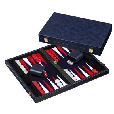 Backgammon blau - medium - Kunstleder