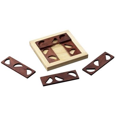 Nine Halves - Hevea- und Samena-Holz - 6 Puzzleteile - Denkspiel - Geduldspiel