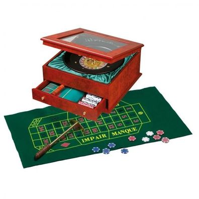 Roulette Set - Holzkassette - Wurzelholzdesign