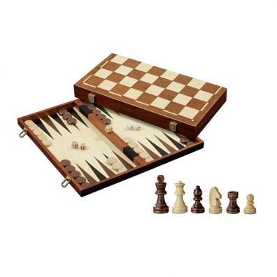 Schach-Backgammon-Dame-Set - Feld 40 mm - Randbeschriftung
