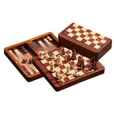 Schach-Backgammon-Dame-Set - magnetisch - Feld 18 mm