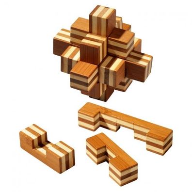 Stern-Puzzle - Bambus - 9 Puzzleteile - Denkspiel - Knobelspiel - Geduldspiel