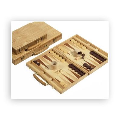 Backgammon - Koffer - Buche - Intarsie - 38x25cm