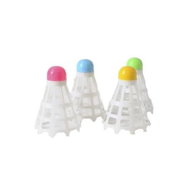 Badminton-Federbälle - weiß -mit bunter Spitze - 6 Stück