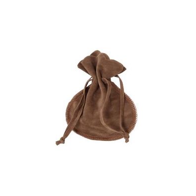 Beutel in Wildlederoptik klein - mit Kordel - ca. 95x120 mm - oval - hellbraun