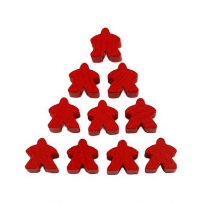Carcassonne - Meeple - 10er-Set - HOLZ rot