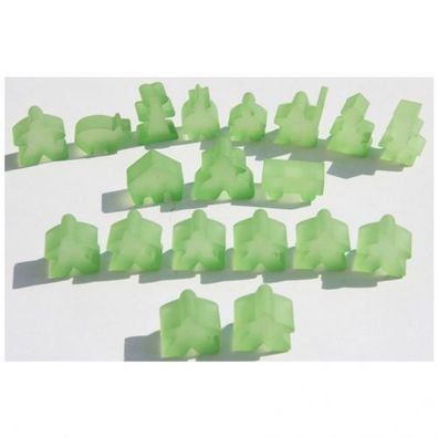 Carcassonne - Meeple - 19er-Set (komplettes Spielfiguren-Set) - FROZEN Hellgrün