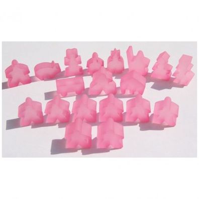 Carcassonne - Meeple - 19er-Set (komplettes Spielfiguren-Set) - FROZEN Rosa