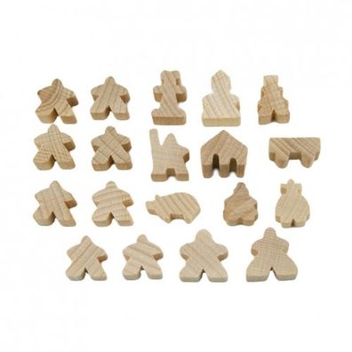 Carcassonne - Meeple - 19er-Set (komplettes Spielfiguren-Set) - HOLZ Natur