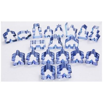 Carcassonne - Meeple - 19er-Set (komplettes Spielfiguren-Set) - Transparent Blau