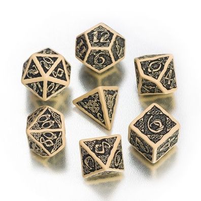 Celtic 3D Revised Würfel-Set - 7 Stück - beige und schwarz