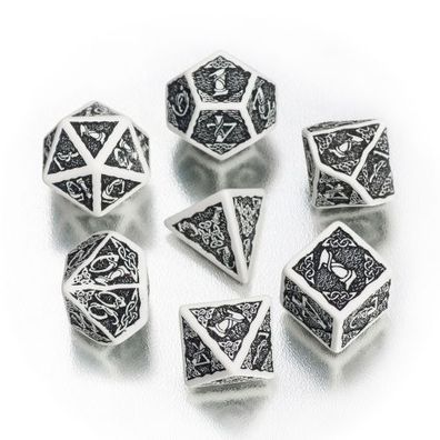 Celtic 3D Revised Würfel-Set - 7 Stück - weiss und schwarz