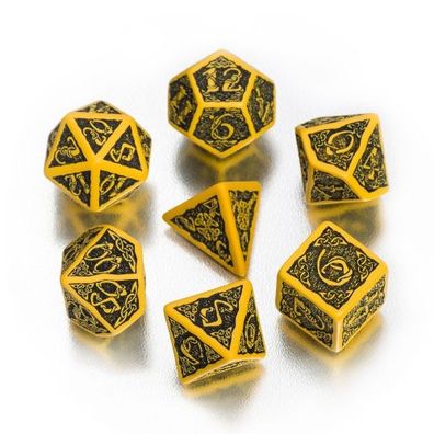 Celtic 3D Revised Würfel-Set - 7 Stück - gelb und schwarz