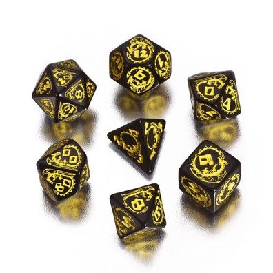 Dragons Würfel - 7 Stück - schwarz und gelb