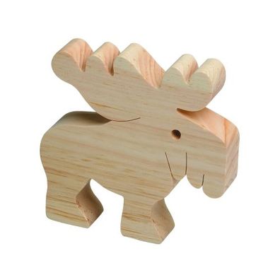 Holzfigure Elch - groß - Massivholz - 13 x 13 x 3 cm
