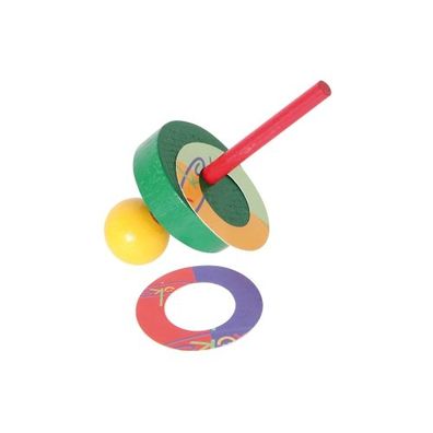 Holzkreisel mit Flugscheiben - sortiert