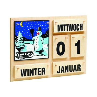 Jahreskalender - schwarze Schrift - Holz - 35 x 50 cm