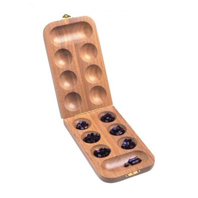 Kalaha - faltbar mit Holzspielsteinen