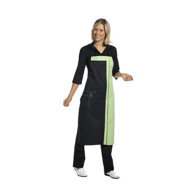 Latzschürze - 2 Taschen - schwarz-hellgrün - 100 cm