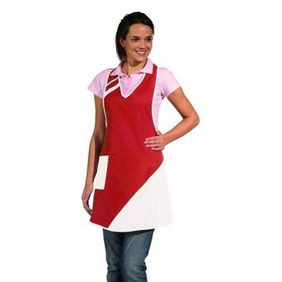 Latzschürze - rot-weiß