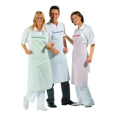 Latzschürze - verstellbar - blau-weiß - 80x80 cm