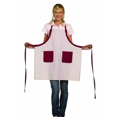 Latzschürzen - bordeaux-rot -weiß - 75 cm