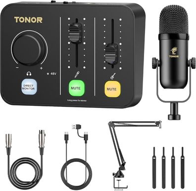 Mikrofon TONOR POD1 Podcast Mikrofon Bundle mit USB-C, Arm, Popfilter, Set