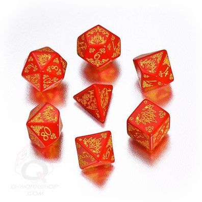 Pathfinder Curse of the Crimson Throne Würfel - 7 Stück - rot und gelb
