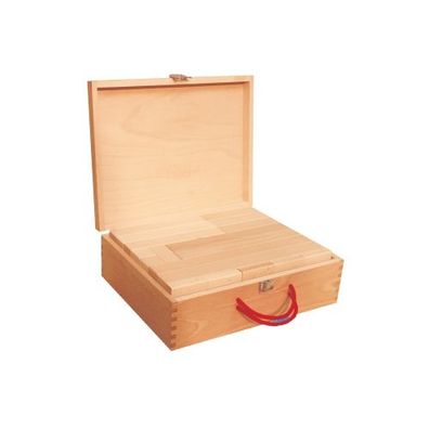 Quader-Bausteine im Koffer - natur - 156 Bauklötze - 33mm