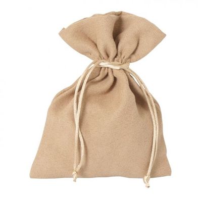 Samtsäckchen - groß - ca. 175 x 130 mm - lang - beige