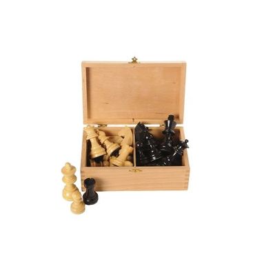 Schachfiguren Buchsbaum schwarz-natur - Königshöhe 76 mm