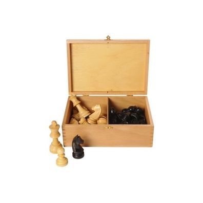 Schachfiguren Buchsbaum schwarz-natur - Königshöhe 82 mm