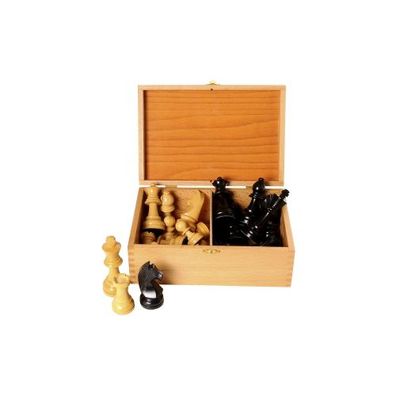 Schachfiguren Buchsbaum schwarz-natur - Königshöhe 87 mm