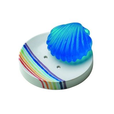 Seifenschalen - handbemalt - gestreift - Keramik - 12 x 2 cm