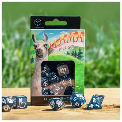 Shimmering Llama Dice Dark blue-White (7)