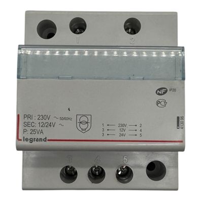 Sicherheitstransformator 230 V auf 12 V oder 24 V – 25 VA – 4 Module