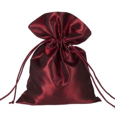 Stoffbeutel aus Satin - ca. 15 x 20 cm - bordeaux - rot