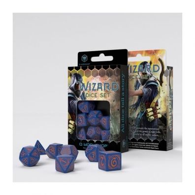 Wizard Dark-blue & orange Dice Set (7)